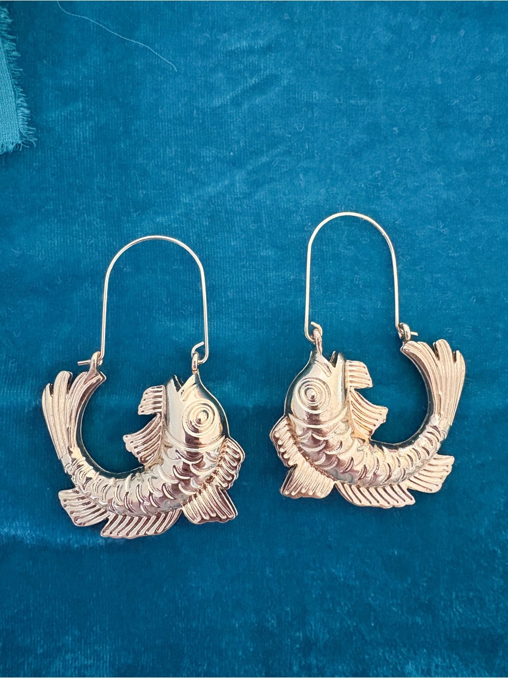 Gold Fish-Shaped Dangle Earrings